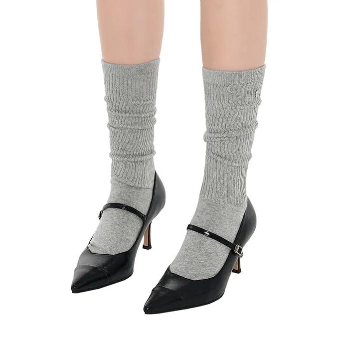 Heart Button Knee Socks / Gray