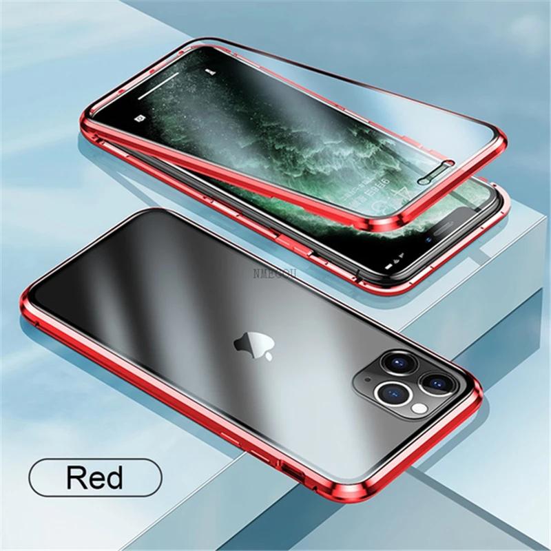 Doppelseitige magnetische Adsorption Metallstoßstange Glas Hülle für IPhone 11 13 14 15 Pro Max 12 XS XR X Plus IPhone11 Magnet Hülle