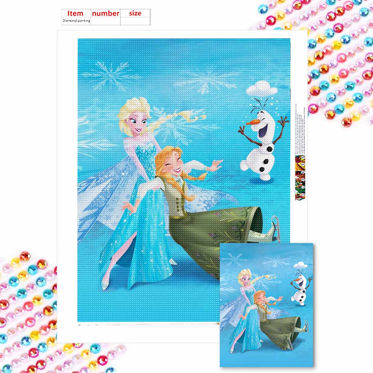 

DIY Diamond Painting Elsa Anna Olaf Cross Stitch Kit Mosaic Art Diamond Painting Full Circle Diamond Home Decoration Round 20x30cm
