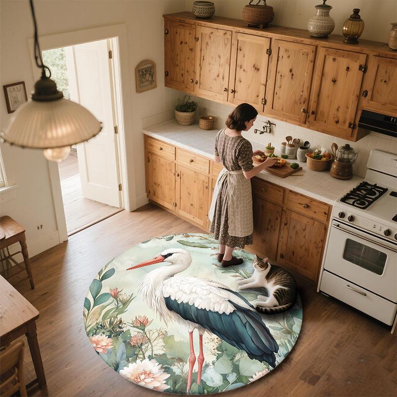 Leaf Bird,Round Area Rug,Carpet Rug for Living Room Bedroom Sofa Playroom Decor,Non-slip Floor Mat