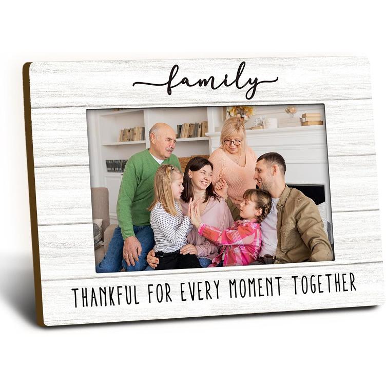 Family 4x6 Picture Frame, Families Wooden Picture Frame, Unique Gifts for Families, Family Thankful for Ever Moment Together Decorative Photo Frames moment