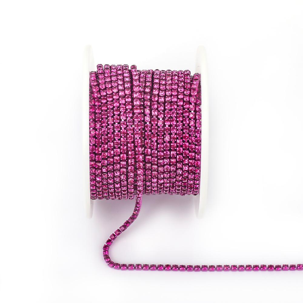 Electroplated Glass Rhinestone Single Row Claw Chain for DIY Costume Accessories