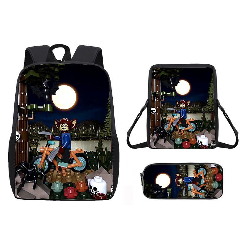 Pattern Roblox Cartoon Backpack Shoulder Bag Pencil Case Three Piece Set