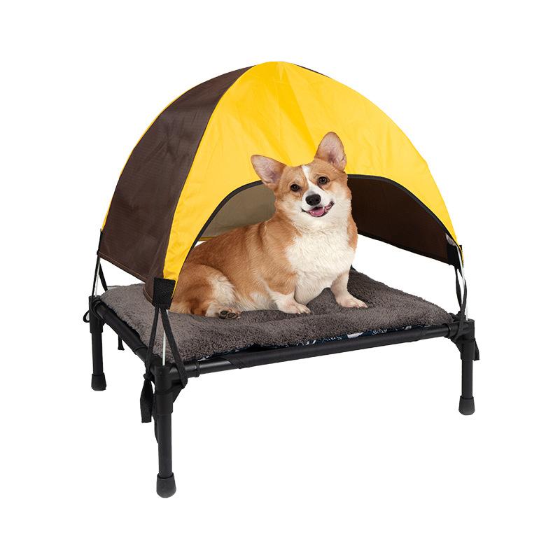 Outdoor Elevated Dog Bed Foldable Raised Pet Cot With Removable Canopy Shade Tent Breathable Dog Bed Carrying Bag Fit For Camping