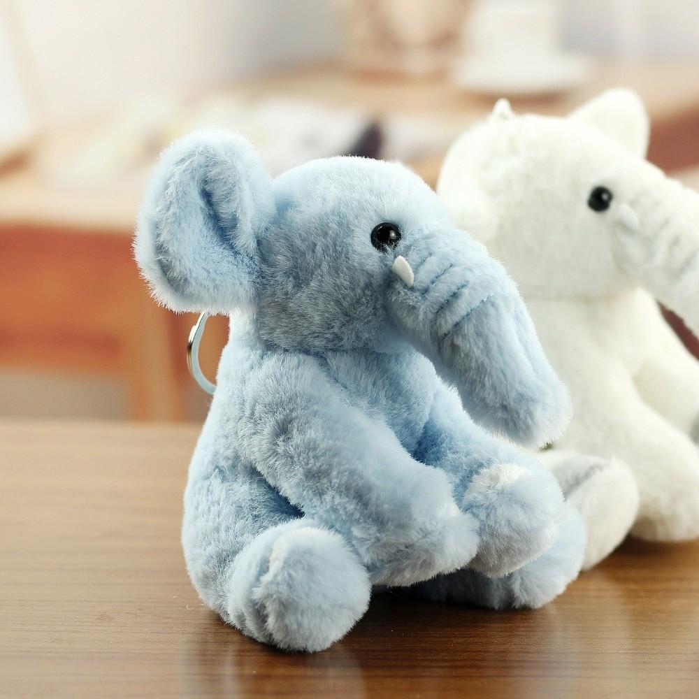Soft Elephant Keyring Cute Cartoon Animal Bag Pendant Trinket Plush Stuffed Keychain Kids