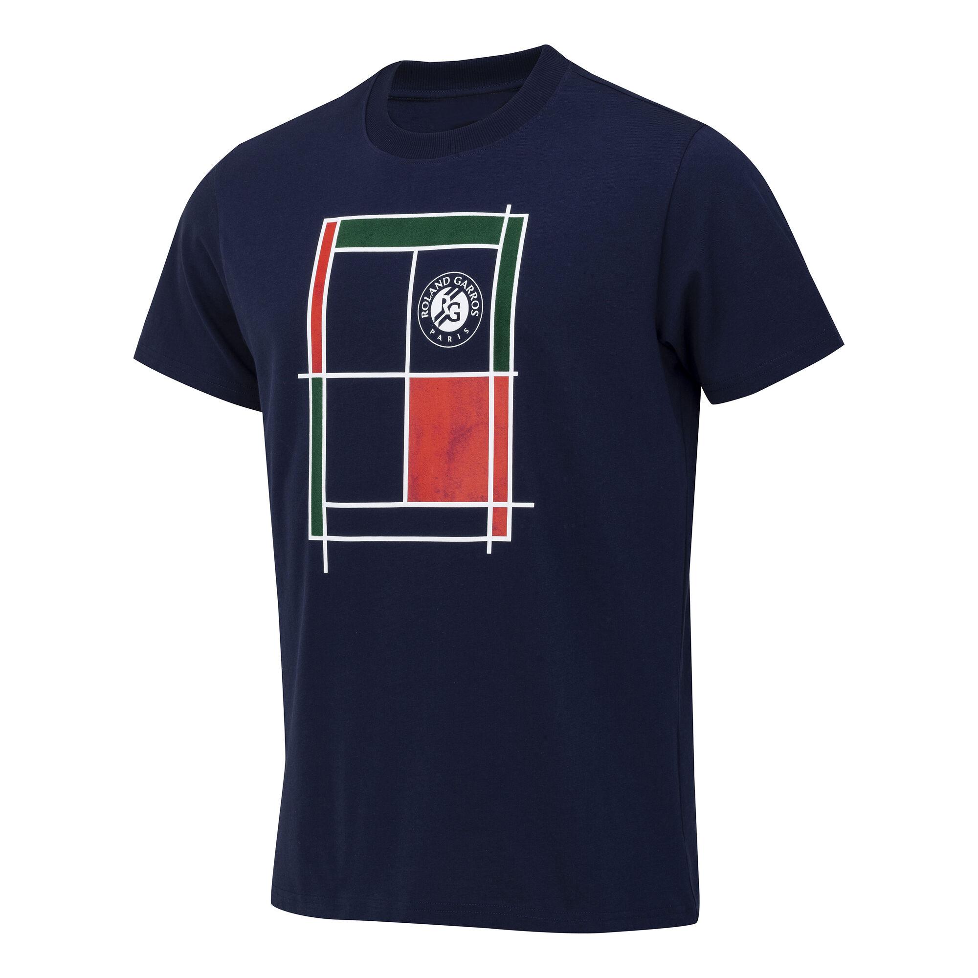Sommer Herren Sport T-Shirts Roland Garros Balljunge Herren T-Shirt Marineblau Roland Garros Top Lässig Atmungsaktive Baumwolle Herren T-shirt M