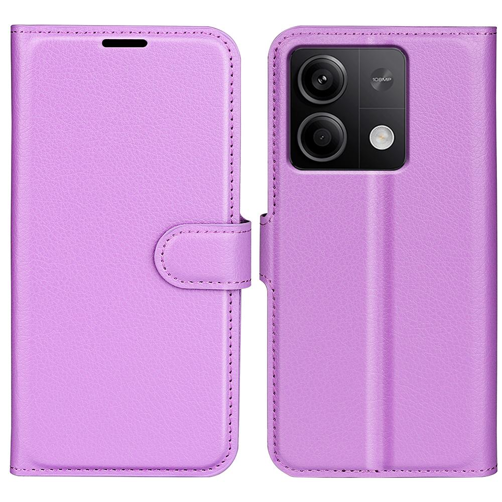 

For Xiaomi Redmi Note 13 5G (China) Case Litchi Texture Leather Stand Cover Slim-Fit Wallet Phone Shell Purple