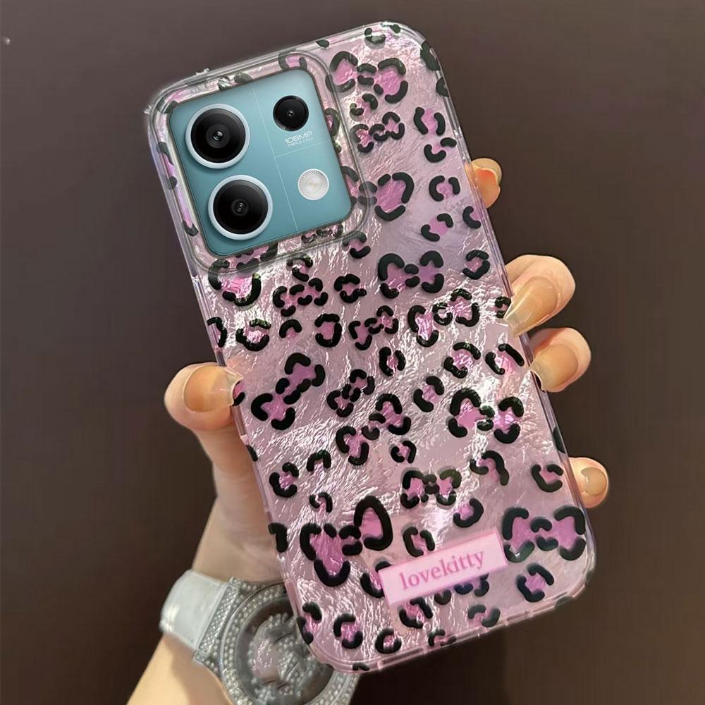 Retro Pink Leopard Glacier Texture Phone Case for Xiaomi Mi 13T 14T Pro 11 Lite NE 5G Couple Shell Silicone Back TPU Bags Cover
