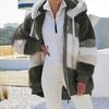 Winter Thickening Warm New Fashion Women Jacket Stitching Plaid Ladies Coats Casual Hooded Loose Plush Zipper Ladies Clothes