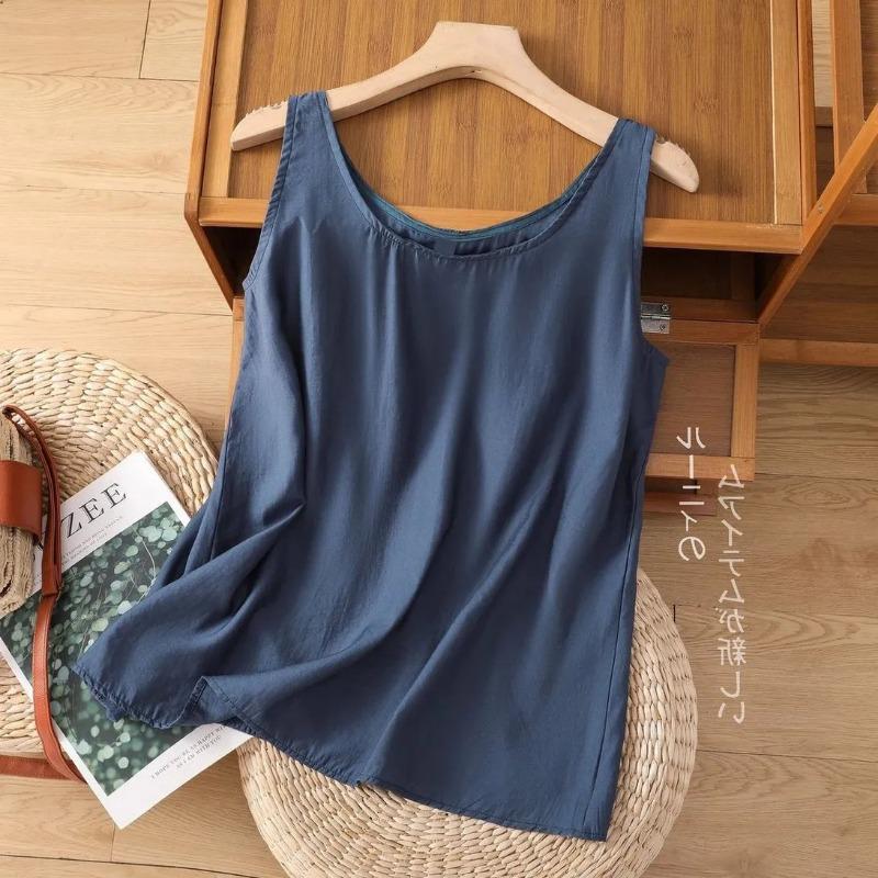 Women's Casual Solid Color Sleeveless Camisole Soft Breathable Loose Fit Tank Top Daily Wear Inner Shirt