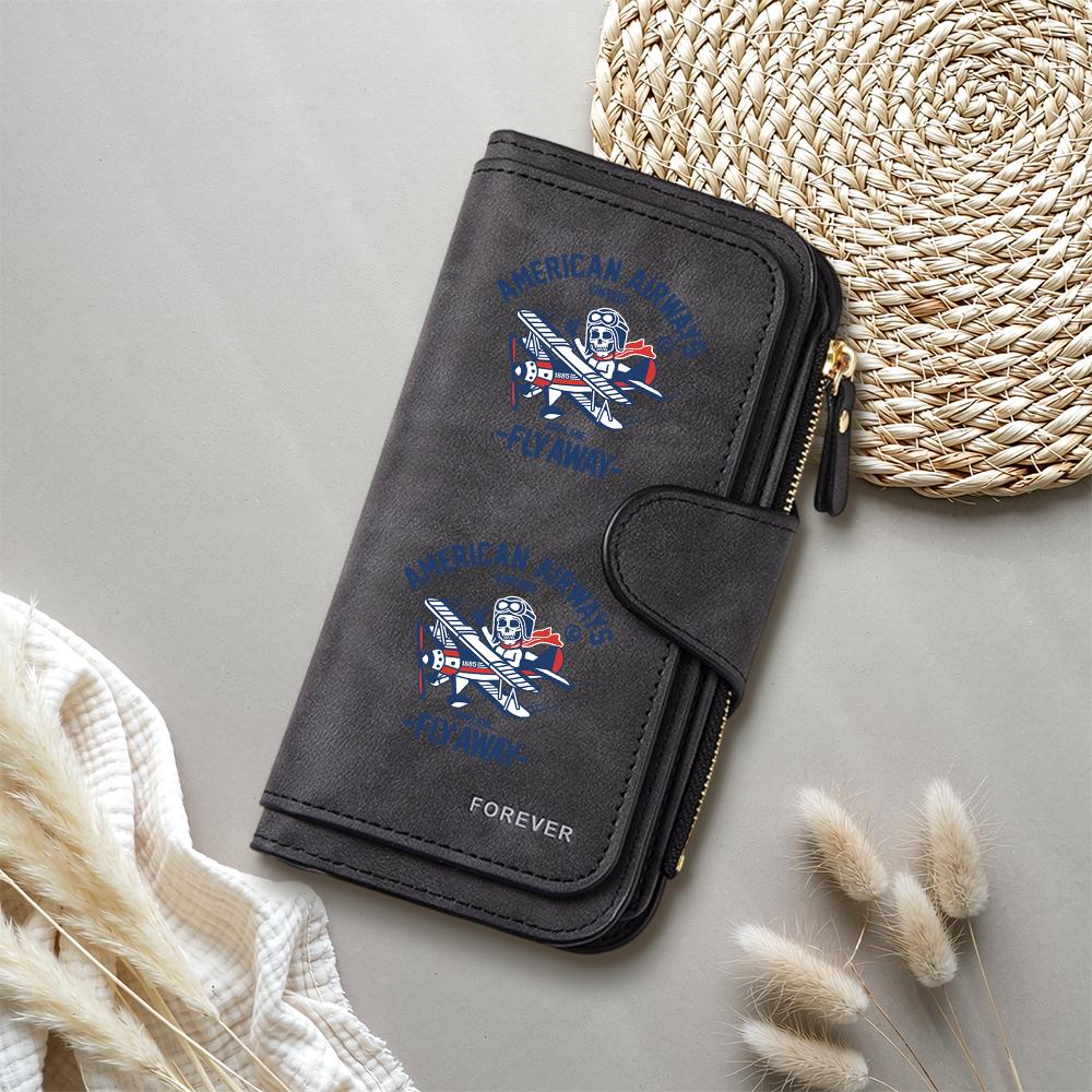Vintage Skeleton Pilot Print Bifold Wallet Casual Multi Slot Long Purse for Daily Use