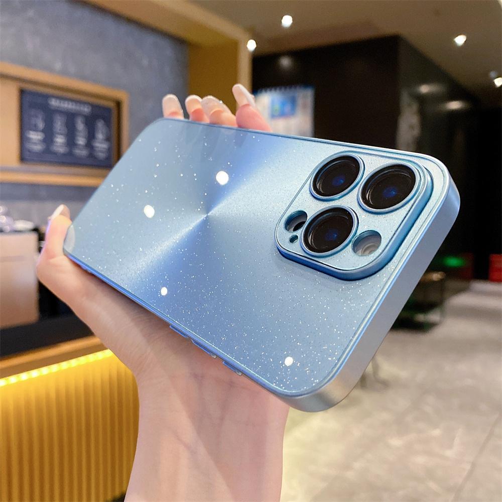 Luxury Laser Aurora Glossy Bling Glitter Phone Case For iPhone 17 16 15 14 13 12 11 Pro Max 16 Plus Lens Camera Protection Cover