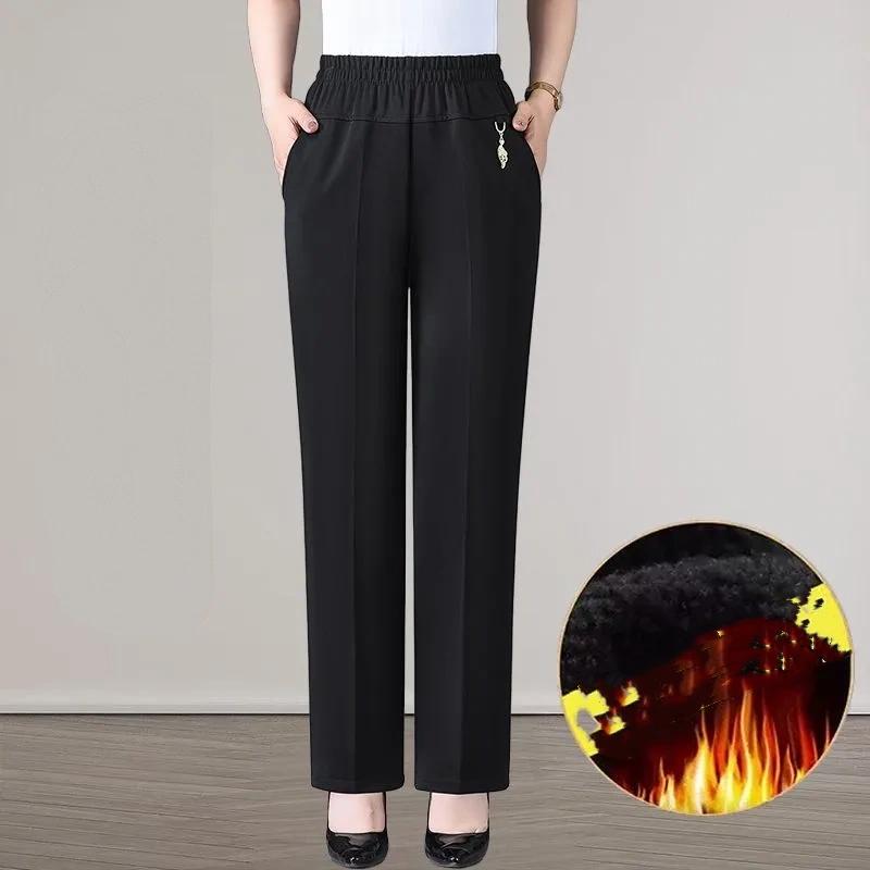 

Autumn Fashion Pants Brand Elastic Waist Size Women s Plus Size Thin Pants Casual Office Outdoor Pants L чёрный