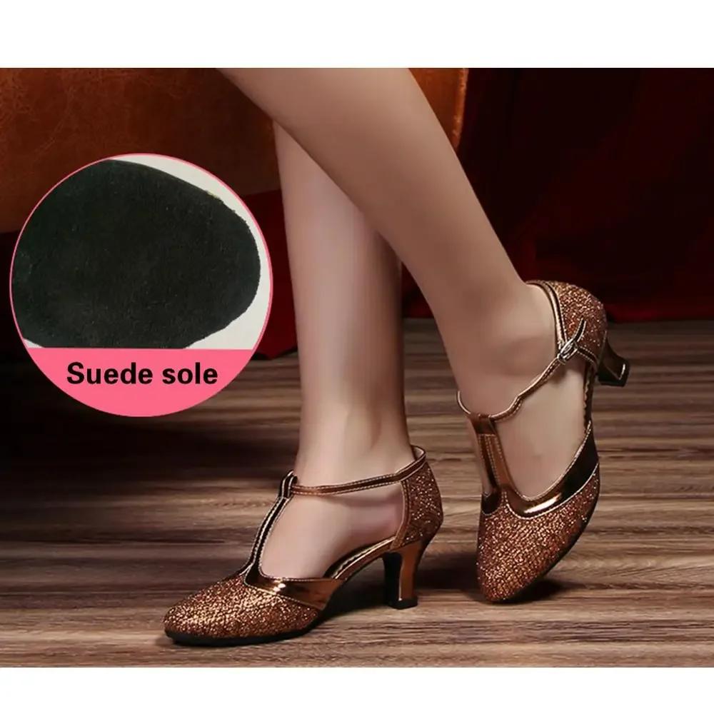 Damskie Buty Taneczne Damskie Buty do Tańca Towarzyskiego Dziewczęce Buty Łacińskie Dziecięce Niskie Obcasy 3.5/5.5/ 6.5cm Halowe Taniec Nowoczesny