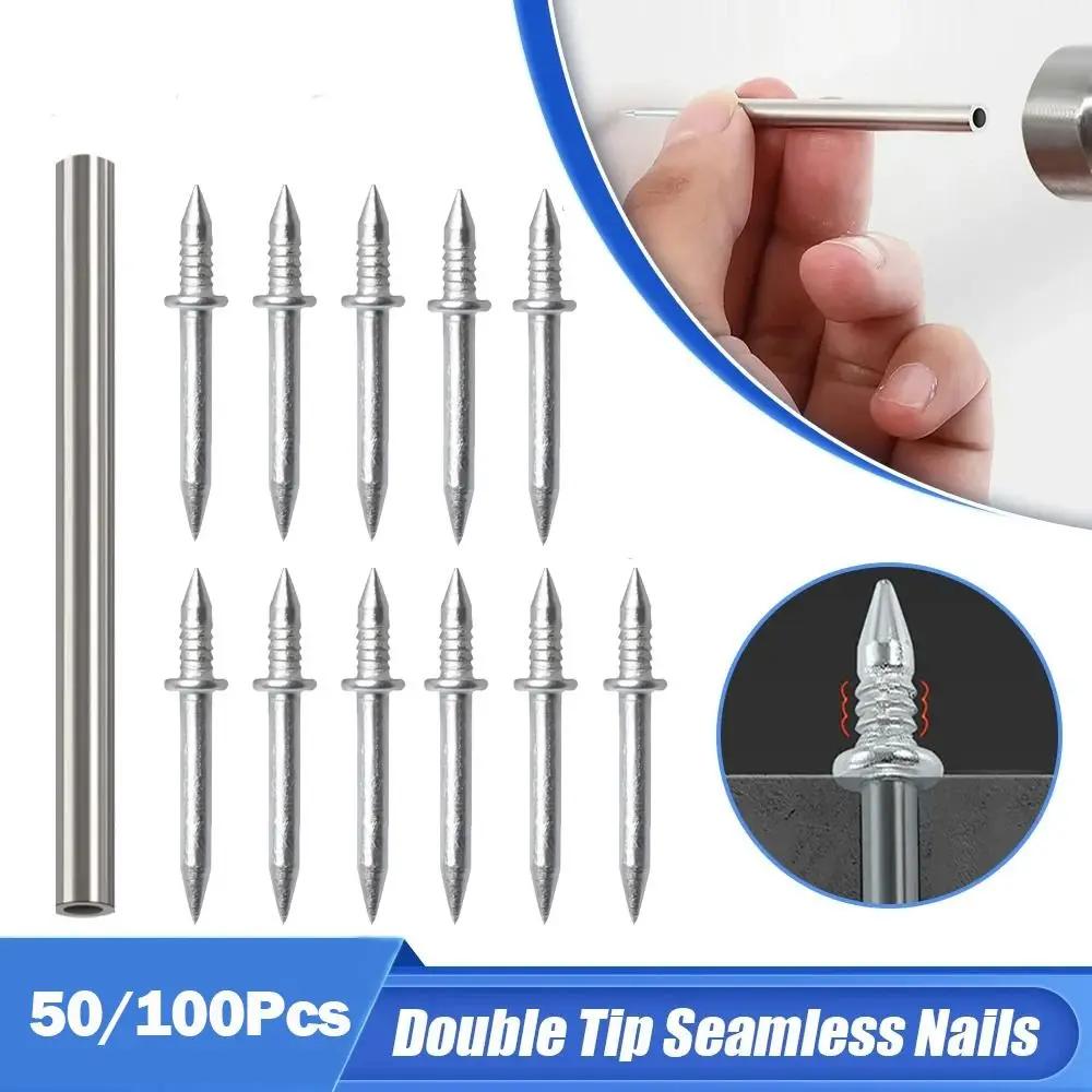 50/100Pcs Double Head Nails Seamless Nails Without Marks Rust-Proof Nails Wood No Trace Fixator
