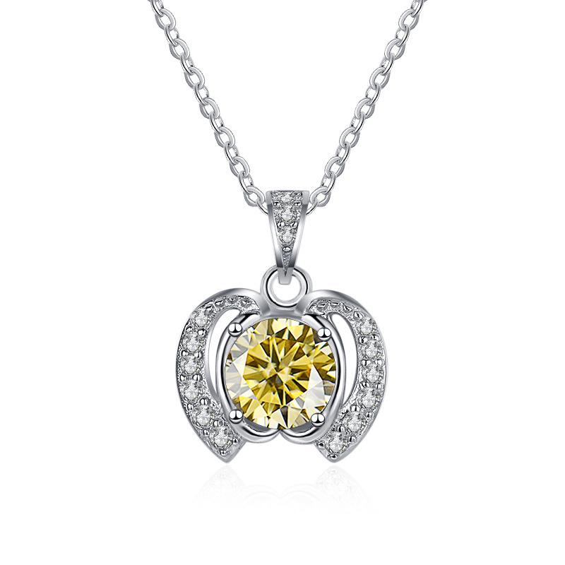 Bague Ringen Trend Women's 1 Carat Round Moissanite Necklace Apple Shaped Pendant Clavicle Chain Silver 925 Jewelry For Christmas