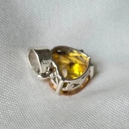 22 Ct Natural Yellow Sapphire Heart Shape Cut 925 Sterling Silver Gem Pendant