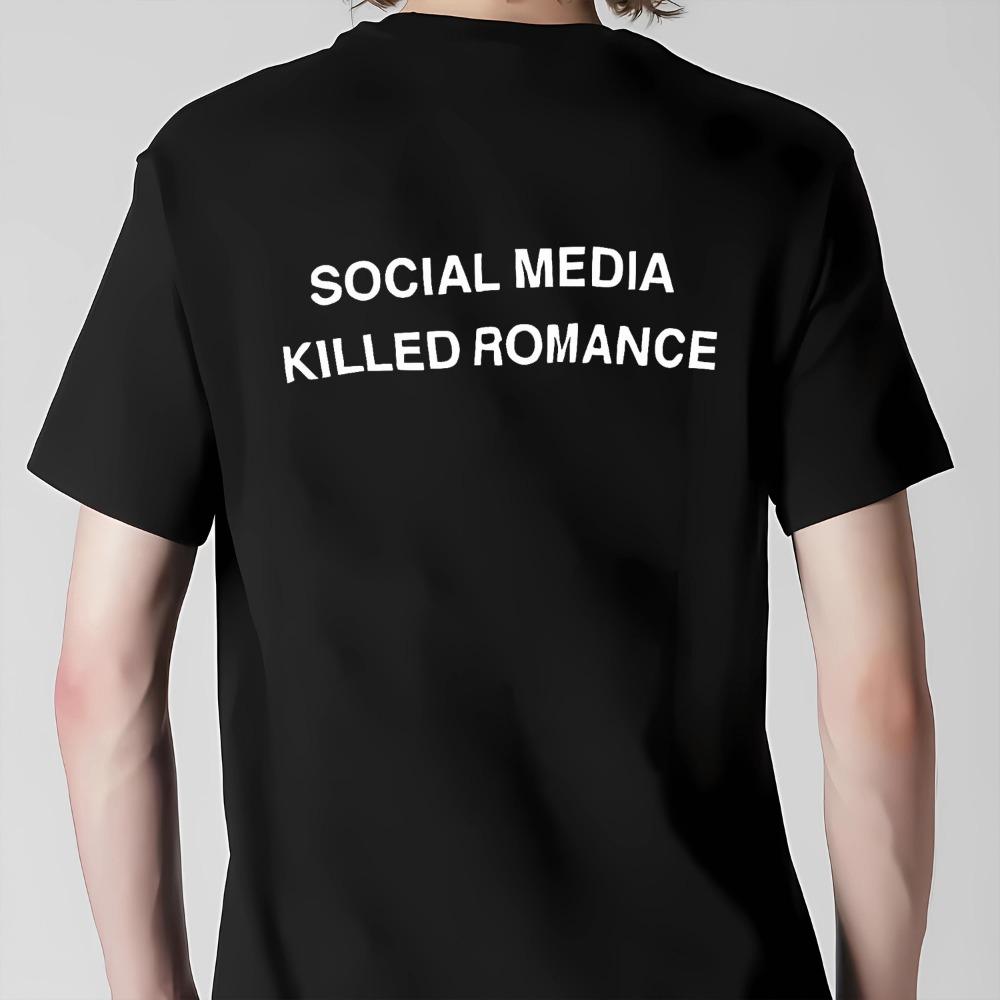 Social Media Romantic T-shirt Fun Custom Couple Short Sleeved 100% Pure Cotton Round Neck Top for Men and Women Gothic Style