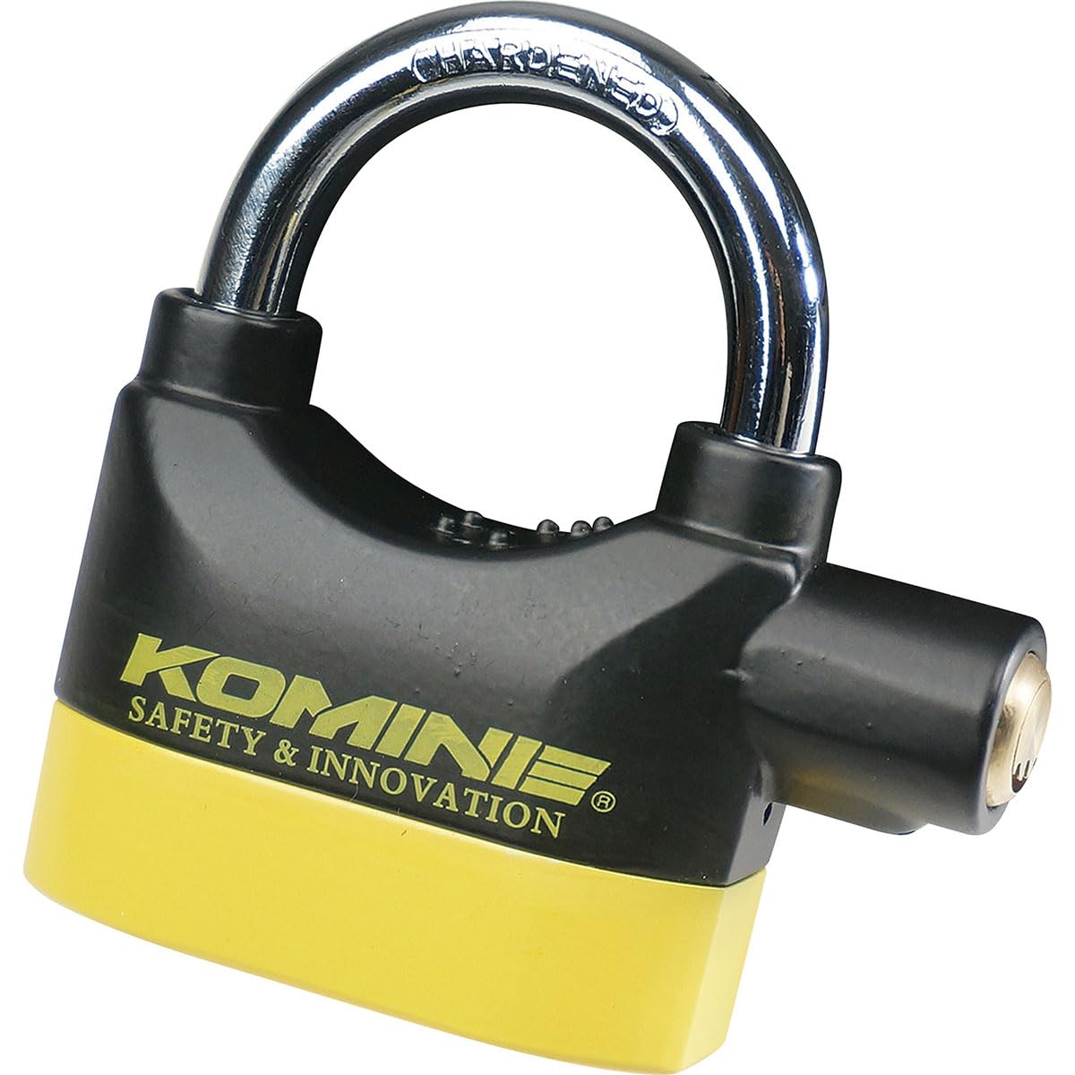Komine Motorcycle Pin Tumbler Alarm (KOMINE) Padlock, Black/Yellow LK-120