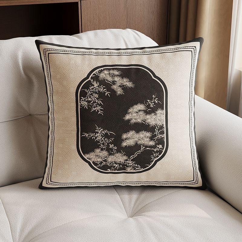 

New Chinese Retro Sofa Living Room Pillow Cover Cushion Cover Bedroom Bay Window Bedside Pillow Square Pillowcase 40x40cm 16x16in