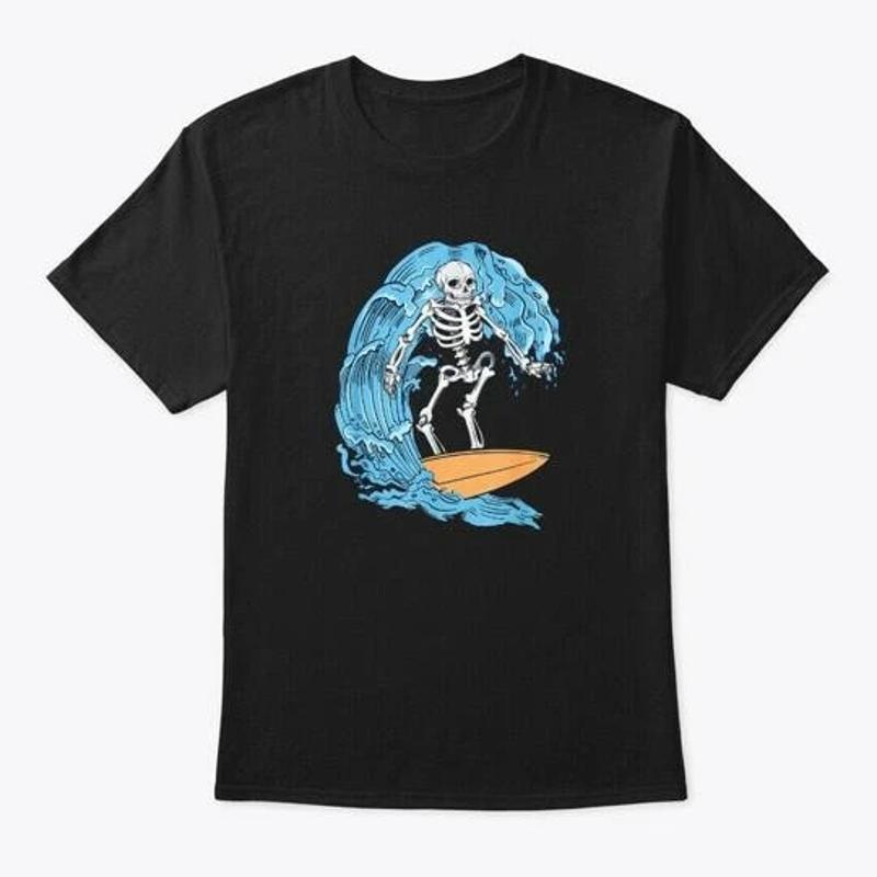 Funny Skeleton Surfing Lover Halloween Size Premium T Shirt M 2xl