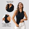 Chaleco de golf para mujer Slim Fit Top Cremallera Escote Tanque Solapa Sin mangas Color sólido Racerback Deporte