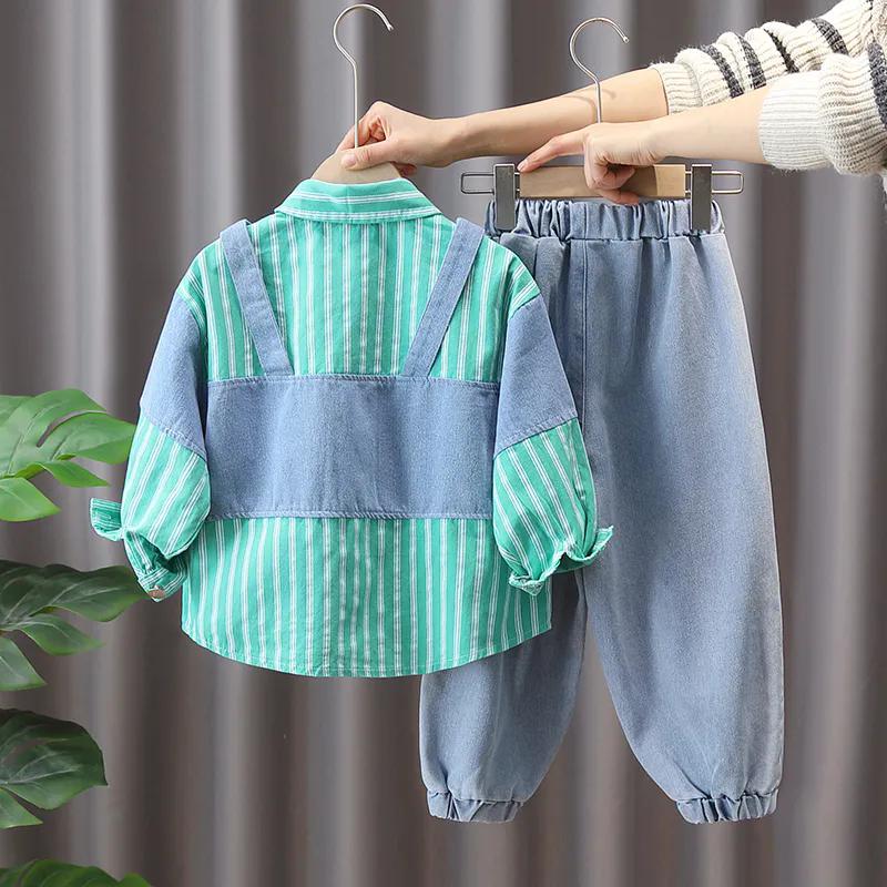 Children's Clothing Girls Spring and Autumn Clothing Suits Shirts and Feet Pants Set Shirts Ruffled Bow Tie Two-piece Suit