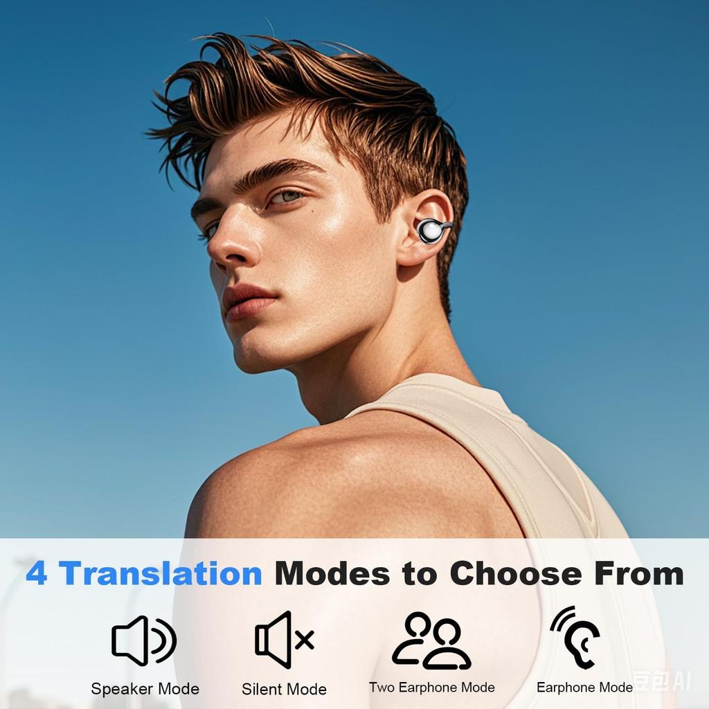 Language Translation Earbuds, 3-in-1 AI Real Time Translator Earbuds,Compatible with iOS & Android, Ideal for Travel, Work & Study-Black