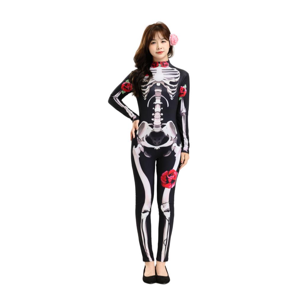 Halloween Skeleton Print Jumpsuit Costume for Kids & Adults