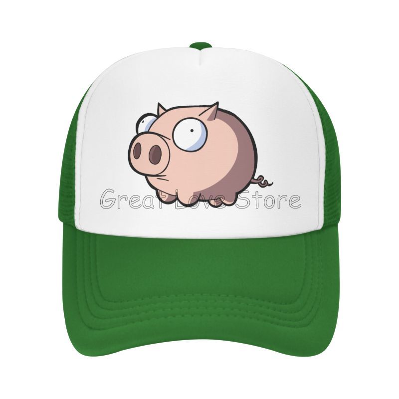 

Cute Cartoon Pig Print Mesh Baseball Cap Vintage Sandwich Sun Hats Unisex Washable Trucker Caps Adjustable Snapback Hat Adjustable зелёный