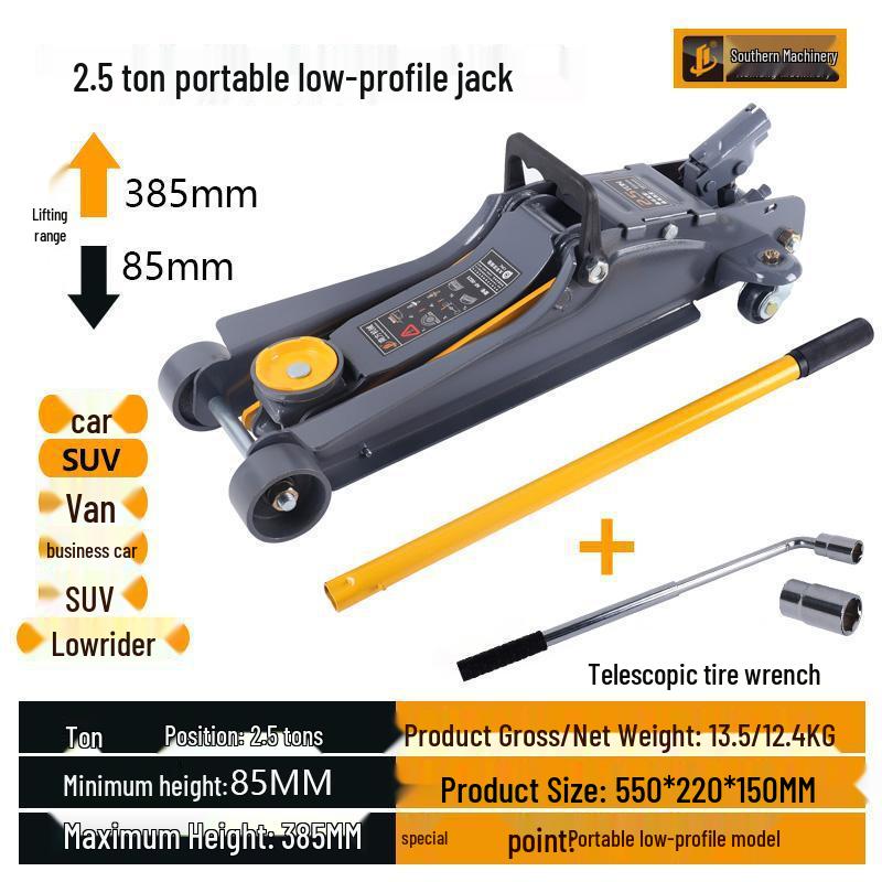 3-Ton Ultra-Low Profile Hydraulic Jack for Auto Repair and Tire Changes