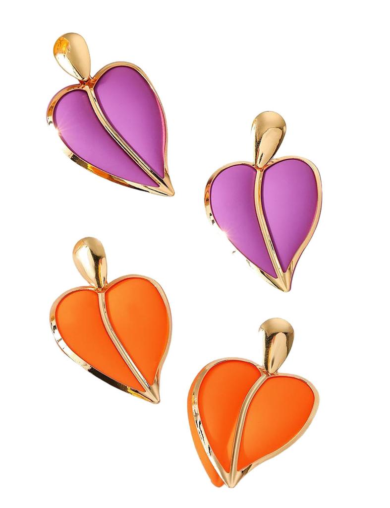 Women Earrings Colored Spray Paint Heart-shaped Water Drop Double Layer Earrings Lightweight Jewelry Accessories