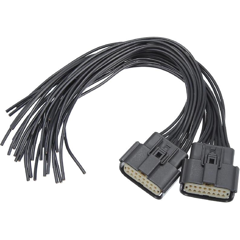 Motoforti Headlight Connector Pigtail, for Jeep Grand Cherokee 2014-2018, Plastic, Black, 2Pcs