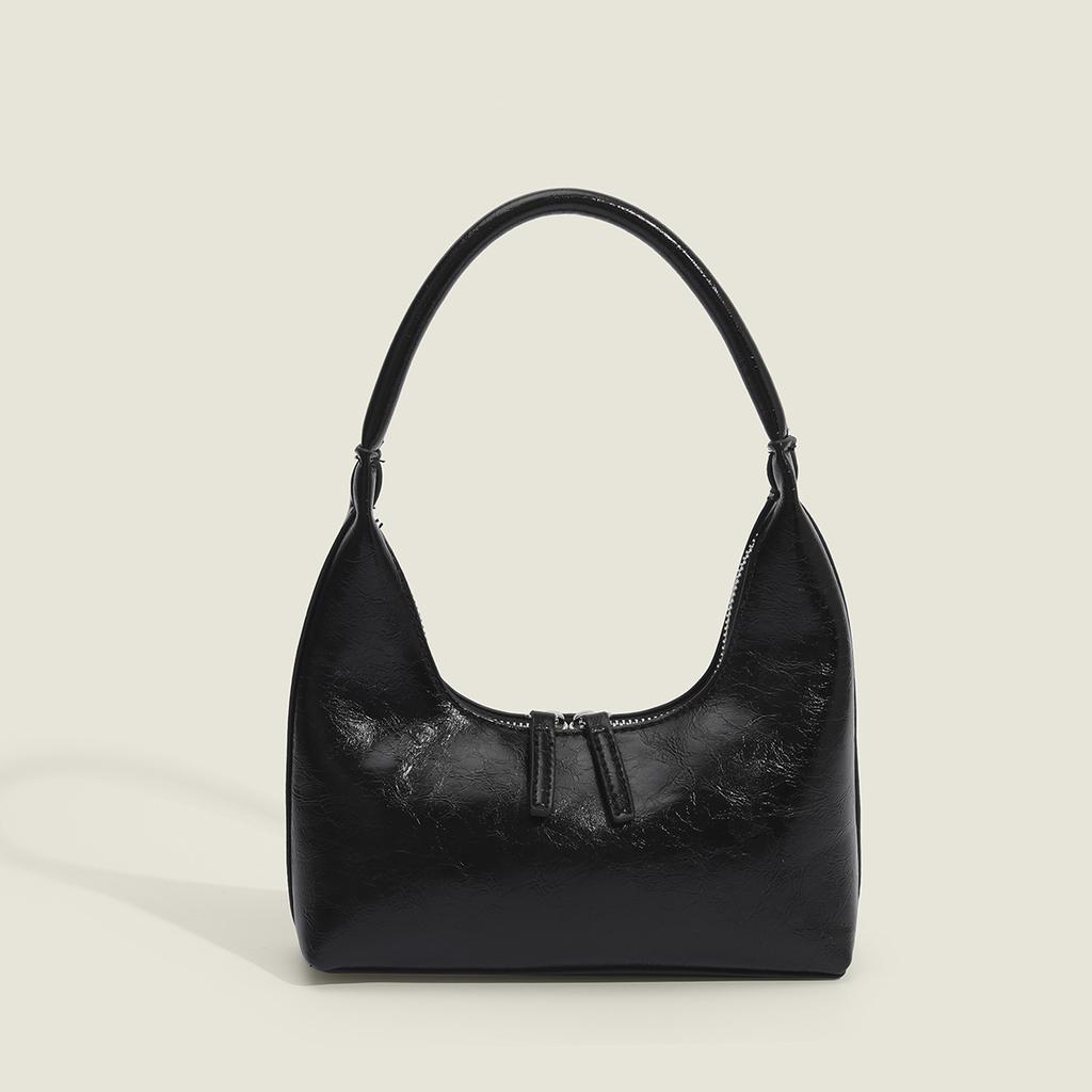 Silver Crescent-shaped Underarm Bag, Bright-colored Handbag, Fashionable and Niche Design Hand-held Bag, Trendy Mini Small Bag