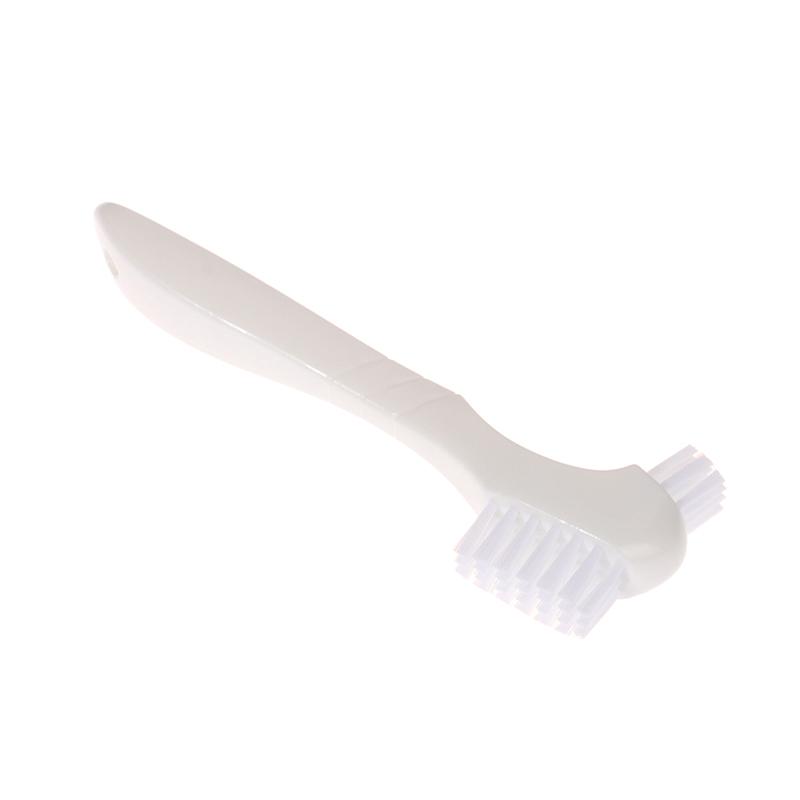 Multi-Layered Bristles Denture Cleaning False Teeth Brush Oral Care Non-Slip Ergonomic Rubber Handle Dual Heads Antibacterial