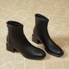 Coarse Heel Fleece Short Boots Women's Spring and Autumn Single Boots French Skinny Boots Martin Pointed Boots Women's Boots