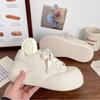 Mode 2025 Frühling Sommer Cremeweiße Klobige Sneaker Damen Hässlich Süße Plateauschuhe Koreanischer Stil Lässig Schick Trendig Alltag Slipper