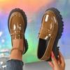Fashion 2025 Spring New Pu Leather Loafers Women Vintage Soft Bottom Med Heel Pumps Ladies Outdoor Wear Resistant Platform Shoes Mujer