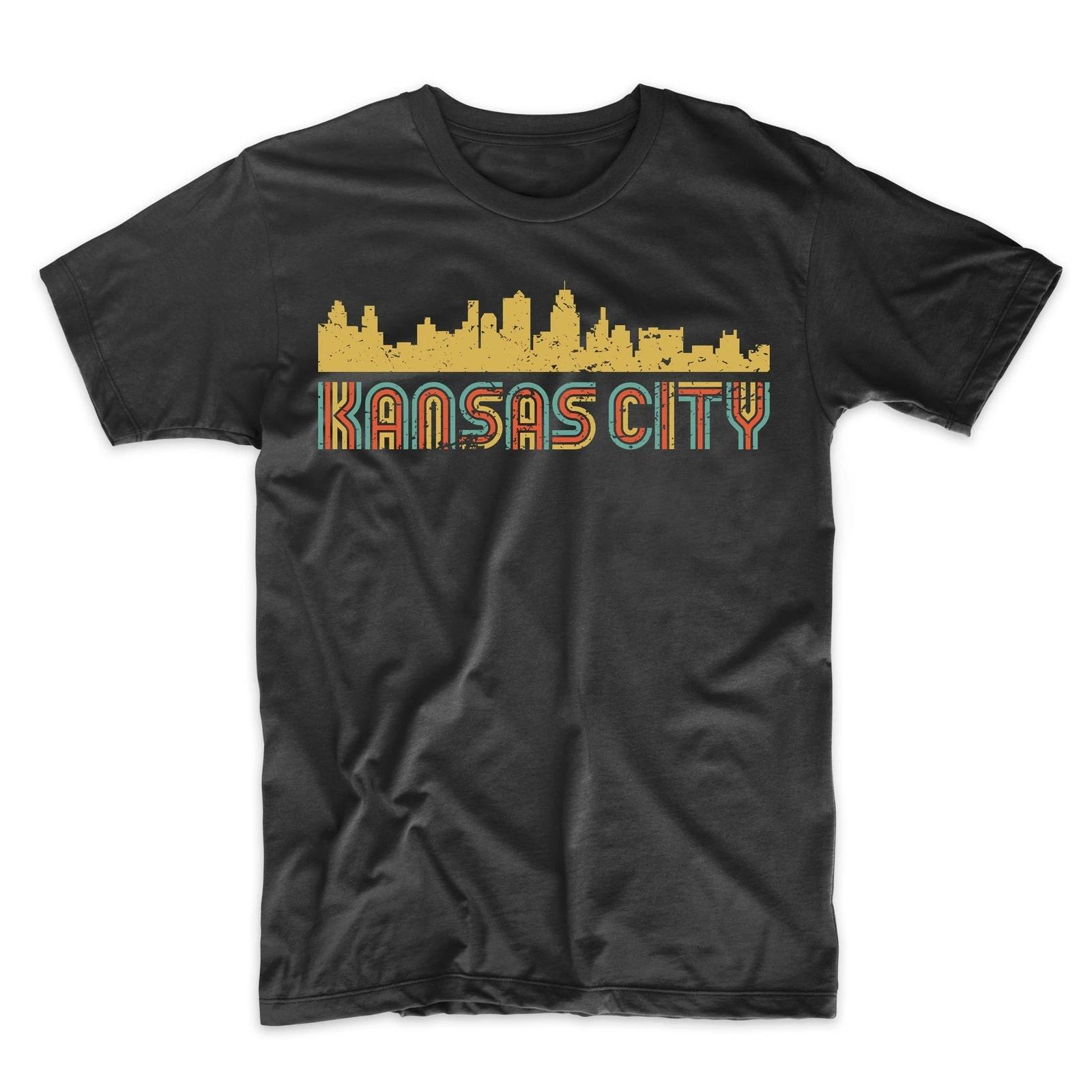 Kansas City Shirt - Retro Vintage Style Kansas City Missouri Skyline T-Shirt L