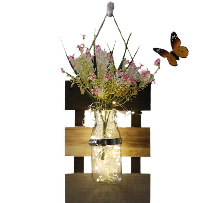 Wall Decoration Ins Style Wall Lamp Nordic Originality Plant Butterfly Background Home Decor Wall Lights Vase Lamp for Bedroom