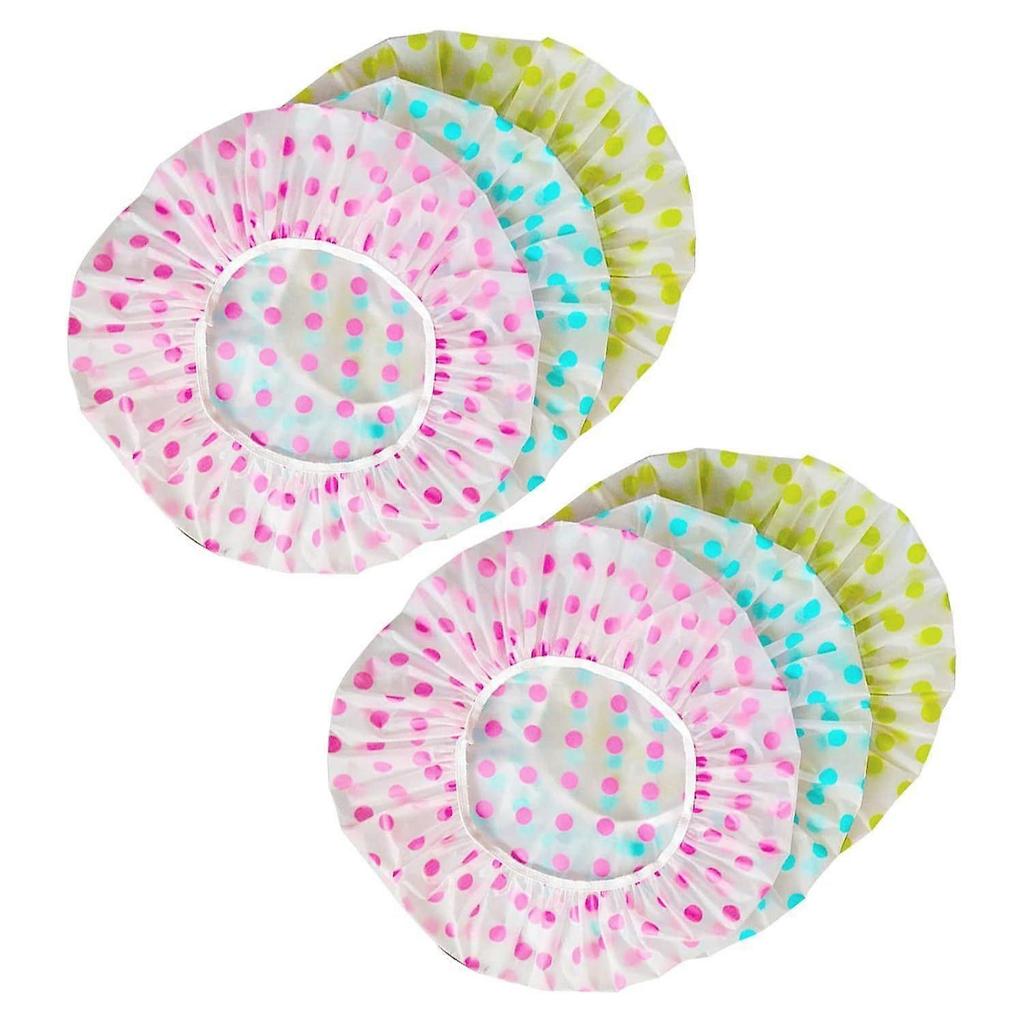 Shower Bathing Hat Waterproof Bath Hair Cover for Home Salon Sleeping (6Pcs)
