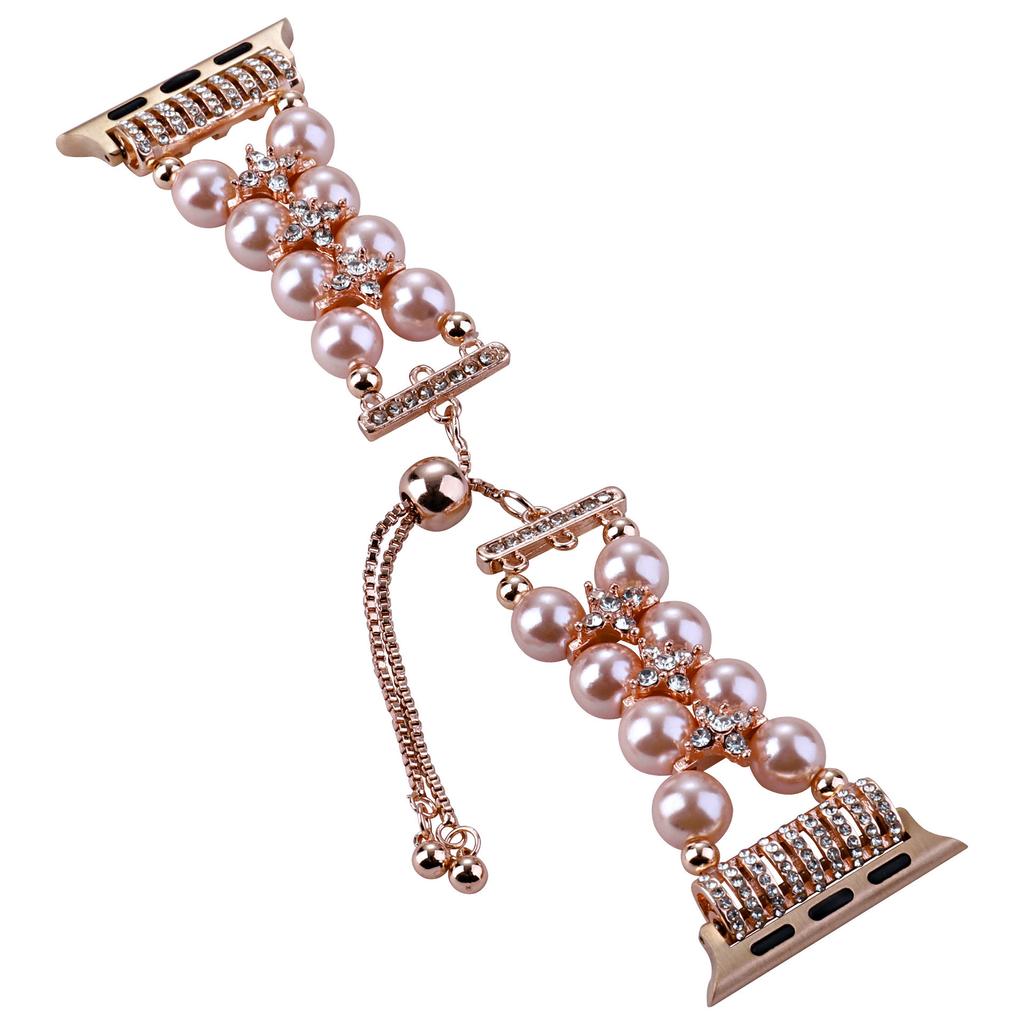 For Applewatch10 Apple Watch iWatch6789SE Strap Premium Sense Diamond Pearl Bracelet