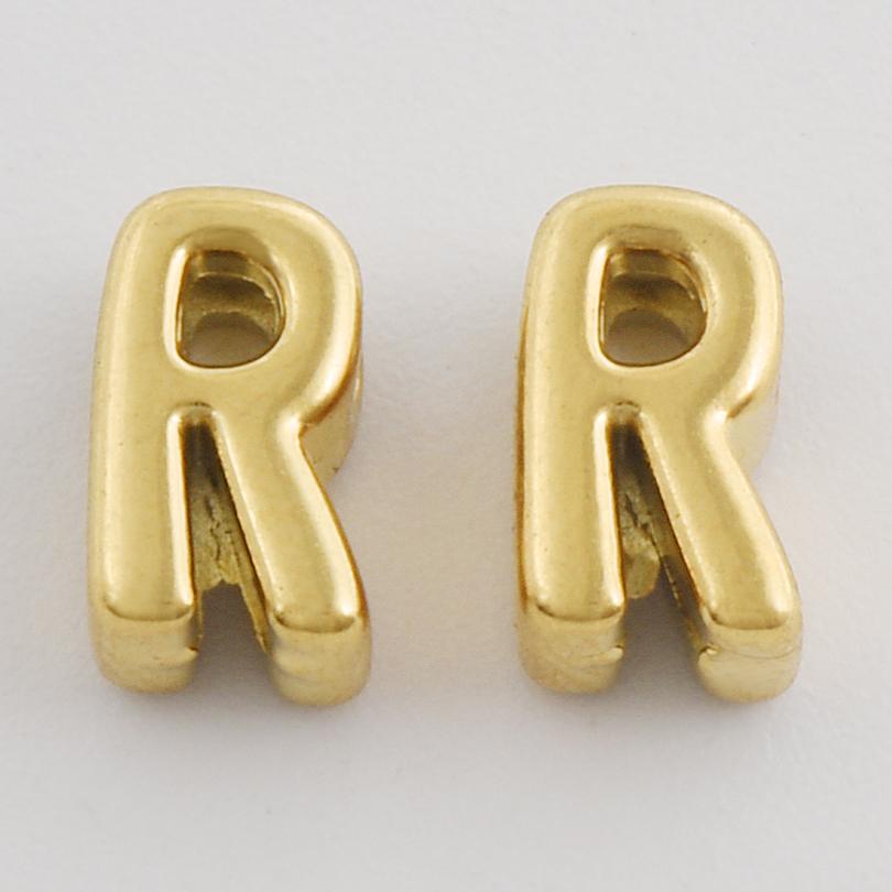 3/6pcs Real Gold Plated A-Z Stainless Steel Beads For Jewelry Making Supplies 2mm Hole Spacer/Loose Bead DIY Handmade Materials