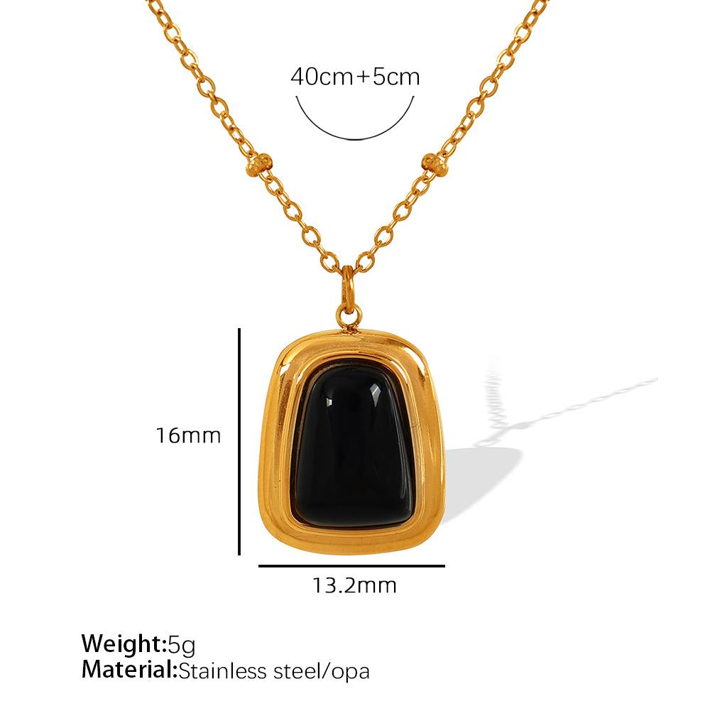 European and American simple opal pendant necklace earrings women's jewelry set gold-plated 18k