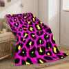 Bold leopard print with black spots, yellow centers, on a pink background. for all seasons blanket lunch break throw gift