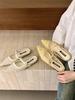 Gentle Wind Mary Jane Baotou Slippers Women'S One-Word Button Pointed Versatile Half Slippers Summer