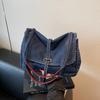 Vintage Denim Bag Women's Large Capacity Shoulder Bag Commuter Tote Bag