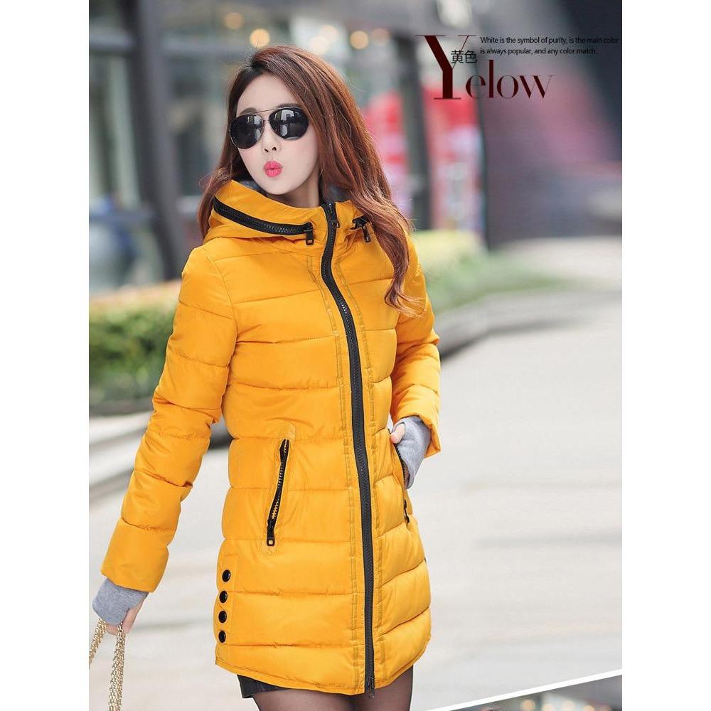 Mid-length Cotton-padded Jacket Women's Winter New Gloves Slim-fit Hooded Women's Down Padded Jacket