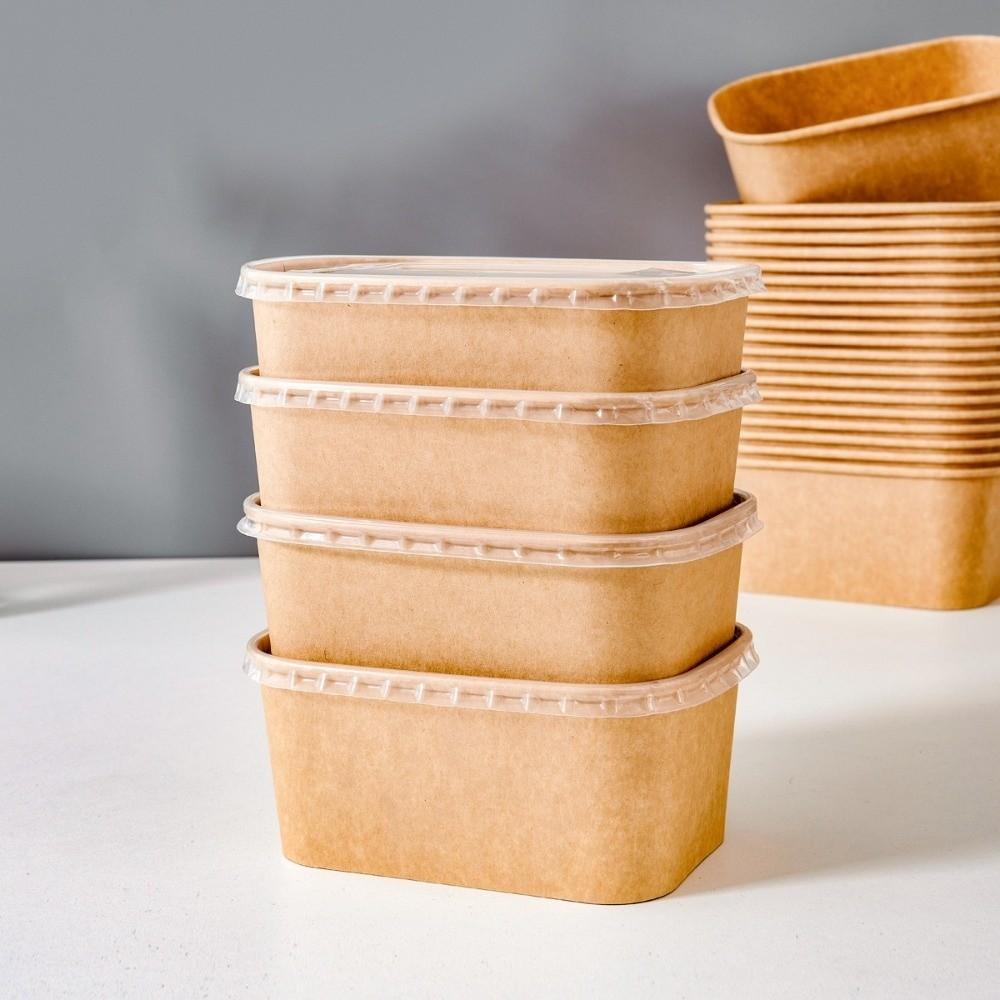 10PCS/Set Square Kraft Paper Lunch Box Paper Food Packing Box Disposable Lunch Box  Household