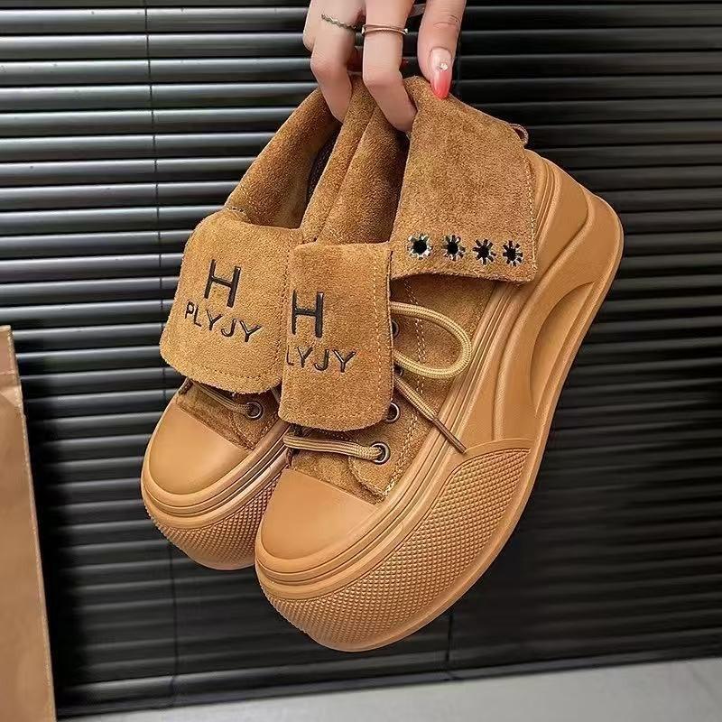 

Ретро туфли на шнуровке с лацканами на мягкой подошве, женские ботинки Мартина, новая обувь на толстой подошве с высоким верхом, увеличивающая рост, повседневная обувь 40 верблюд